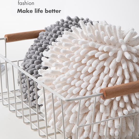 Moocorvic 2 Packs Bathroom Hand Towel Set, Small Plush Towel Ball Quick Dry Hanging Absorbent Soft Towels Hand Bath Towel for Kitchen Room(White)