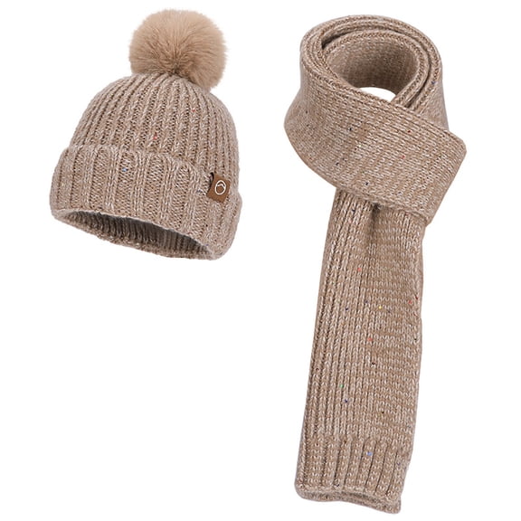 Moocorvic 2 Pieces Winter Knit Hat And Scarf Set for Women,Khaki