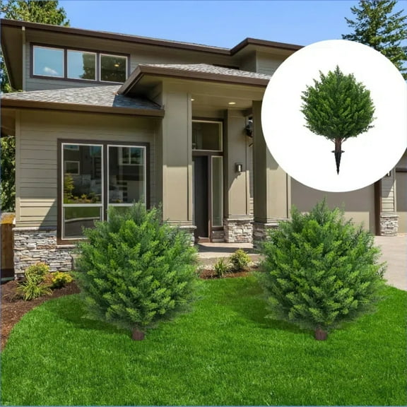 Moocorvic 24" Artificial Cedar Topiary Outdoors Plants Fake Shrubs for Front Porch Garden Yard Lawn Decor