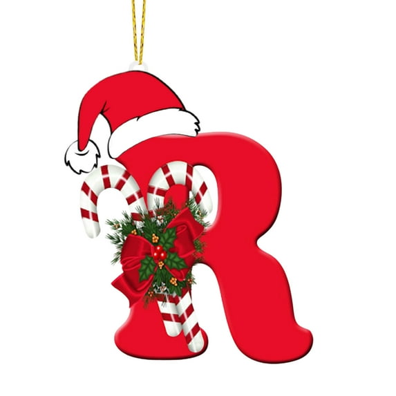 Moocorvic 26 Initial Letter Ornaments, Christmas Tree Decoration Acrylic Personalized Christmas Cane Alphabet for Holiday Decor(R)