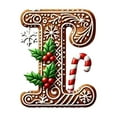 thumbnail image 1 of Moocorvic 26 Initial Letter Ornaments for Christmas Tree Hanging, Personalized Xmas Candy Letters Decorations with Berries Pattern(I), 1 of 4