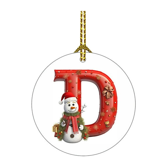 Moocorvic 26 Initial Letter Snowman Hanging Ornaments, Christmas Decorations Winter Keepsake Ornaments Gifts for Women, Friends & Family Holiday Party(D)