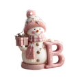 thumbnail image 1 of Moocorvic 26 Initial Letters Christmas Tree Decoration Pink Snowman Hanging Xmas Ornaments(B), 1 of 5