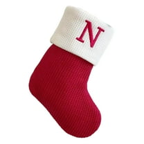 Moocorvic 26 Initials Red Knit Christmas Stockings for Fireplace, Christmas Tree Decorations(N)