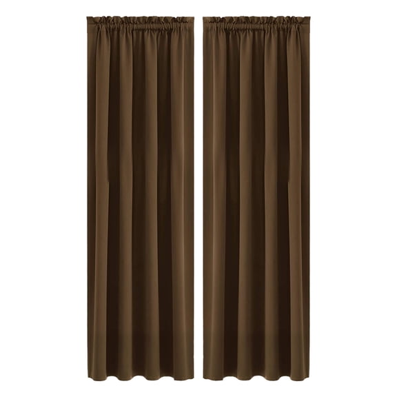 Moocorvic 2Pcs Blackout Curtains for Living Room Bedroom Kitchen,Brown Solid Color 7x3 FT
