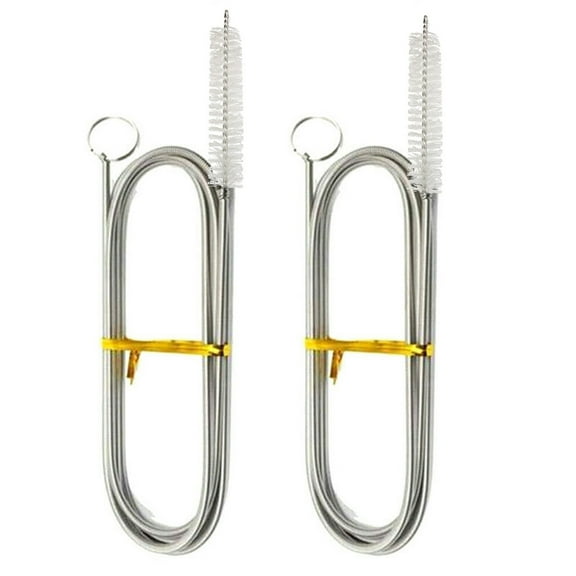 Moocorvic 2Pcs Long Pipe Cleaner Flexible Tube Cleaning Brush Fridge Cleaning Tool,Stainless Steel Kitchen Drain Tube Cleaning Brushes Sink Fridge Pipe Drain Dredge,