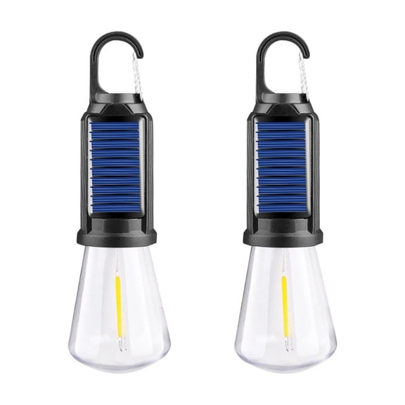 Moocorvic 2Pcs Solar Camping Lantern LED Lighting Modes Hanging Tent Light Bulbs with Clip Hook for Hiking