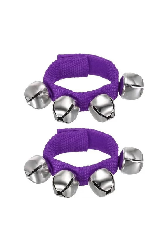2Pcs Wrist Bells Bracelets Shaker Musical Instruments Wrist Hand Band Bells Hand Ankle Bells Party Favor Pet Toys, Purple