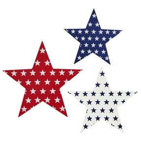 Moocorvic 3 Pieces 4th of July Decorations Red White And Blue Decorations Wooden Star Signs Patriotic Star Freestanding Table Signs Decor for Independence Day Home Decor