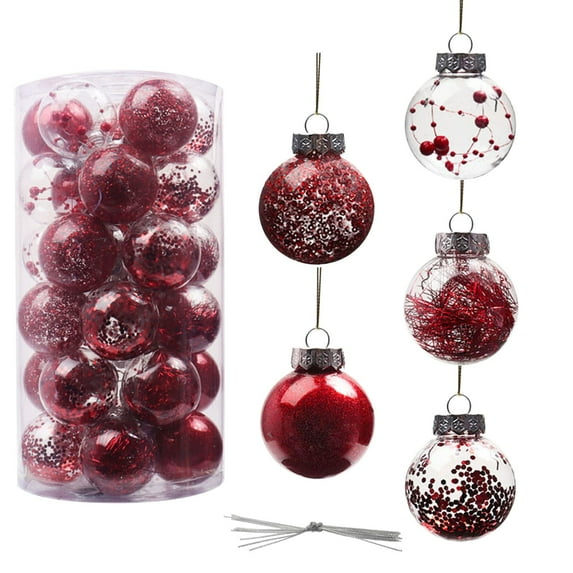 Moocorvic 30Pcs Plastic Christmas Balls Ornaments for Xmas Tree, Colorful Ball Decoration Pendant for Christmas Yard Decoration Home Indoor Outdoor Garden Lawn(Red, Gold, Silver 2.5'')