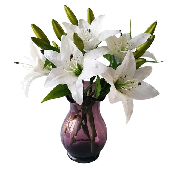 Moocorvic 35cm Artificial Silk Green Lily Outdoor Bouquet (10 Count)
