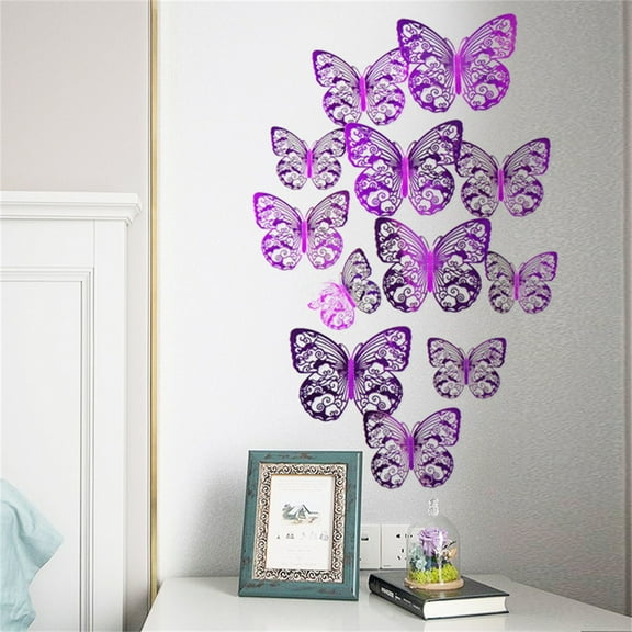 Moocorvic 3D Butterfly Wall Decor Removable Butterfly Wall Stickers Magnets for DIY Kids Nursery,Girl Room Decor,TV Wall,Wedding,Birthday Decor 12 Pcs