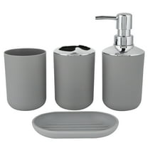 Moocorvic 4 Piece Bathroom Accessory Set With Soap Dispenser Pump, Toothbrush Holder, Tumbler And Soap Dish