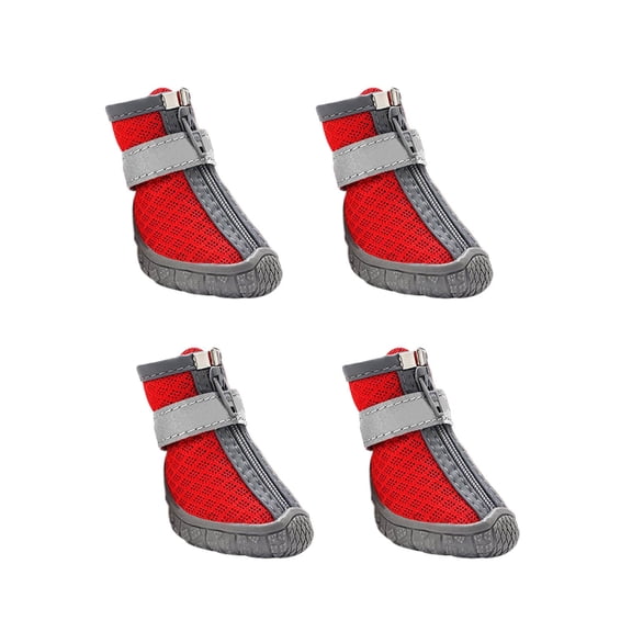 Moocorvic 4Pcs Non-Slip Dog Booties, Summer Breathable Pet Mesh Paw Protectors with Anti-Drop Strap for Hiking