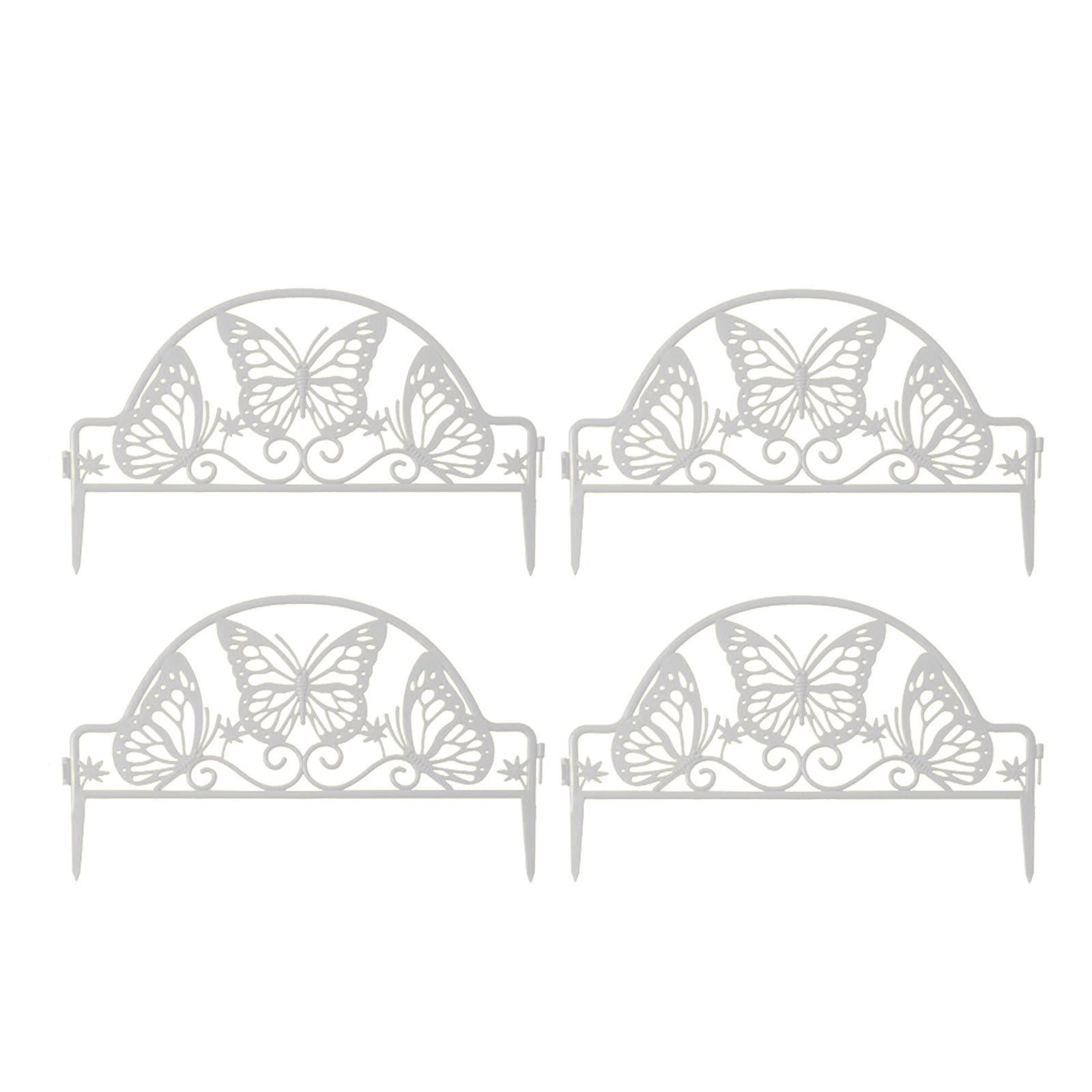 Moocorvic 4pcs Plastic Edgings Garden Picket Fence - Grass Grassland Flowerbeds Plant Borders - Decorative Scenery Road Panels - Weather Proof Plastic Garden Fence