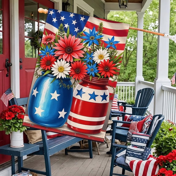 4th of July Decorations Garden Flag,Patriotic Double Sided Flag for Outdoor Yard Porch Decoration, Home Exterior, Seasonal Display,11.8x17.7 Inch