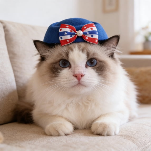 4th of July Decorations Pet Bowknot Hat,Patriotic Pet Apparel Hat Headband Decor For Small Medium Dogs Cats Party,Photo Shooting,Holiday Gathering,5.12x4.33x1.26 Inch