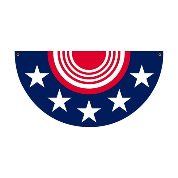 Moocorvic 4th of July Banners Outdoor Half Fan Flag Patriotic Decoration Indoor/Outdoor, 3 FT