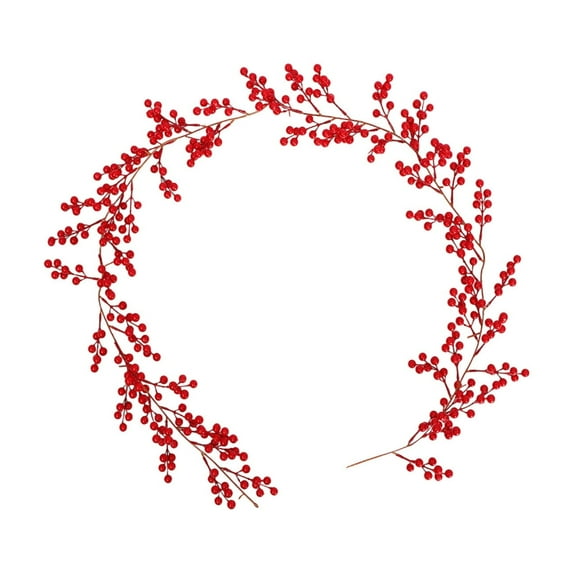Moocorvic 5.9ft Red Berry Christmas Garland, Artificial Garland Christmas Fireplace Decoration Indoor Outdoor Winter Holiday New Year Decor