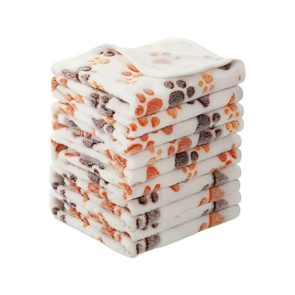 Moocorvic 5 Pack Plush Pet Blanket Set, Soft Warm Pet Cover Blankets Paw Print Puppy Fleece Flannel Throws for Small Medium Dogs and Cats