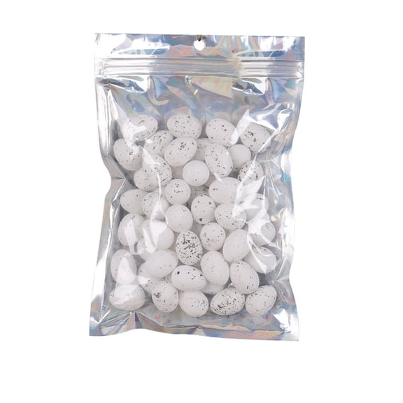 Moocorvic 50Pcs Mini Easter Eggs 2.5cm Artificial Bird Eggs Easter Basket Stuffers Plastic DIY Crafts Garden Bird Nest Decor(White)