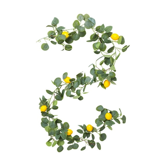 Moocorvic 6.56ft Artificial Lemon Garland, Faux Fruit Vine Garlands with Greenery for Door Wall Mantle Wedding Party Table Decorations