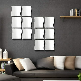 Mirror Wall Stickers, 12PCS Wavy Full Length 3D Body Mirrors Art DIY Home  Decorative Acrylic Mirror Wall Sheet Plastic Mirror Tiles for Home Living