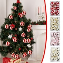 Moocorvic 6PCS Christmas Balls Ornaments, Red Painted Glitter Christmas Tree Decorations Plastic Xmas Baubles Decorations for Home Garland Holidays Party Decor