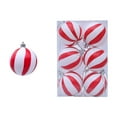 thumbnail image 1 of Moocorvic 6Pcs Christmas Ornament Wave Ball, Red Stripe Glitter Christmas Balls Shatterproof Ornament Christmas Tree Decoration, 1 of 7