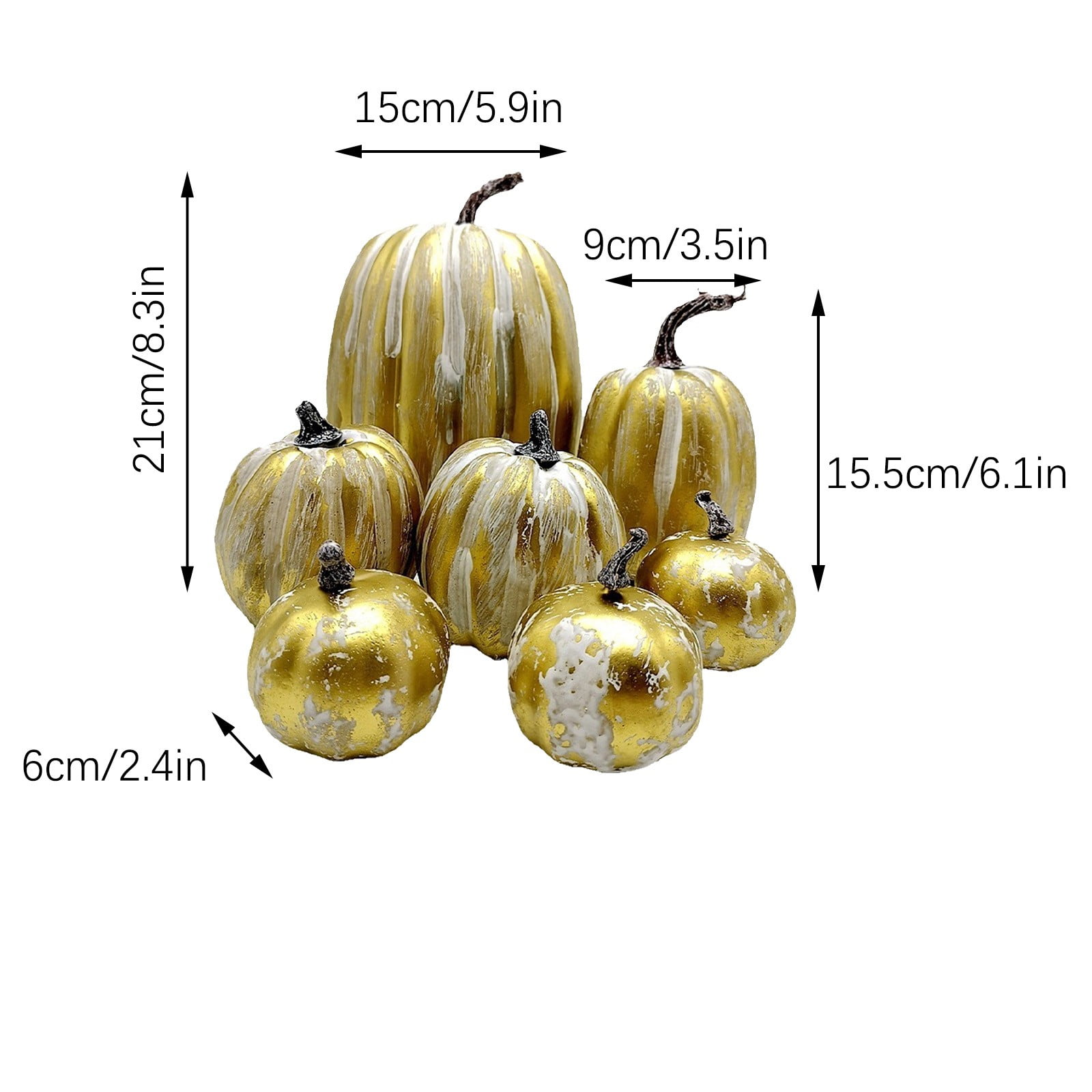 Moocorvic 7Pcs Assorted Fall Artificial Pumpkins Harvest White Fake