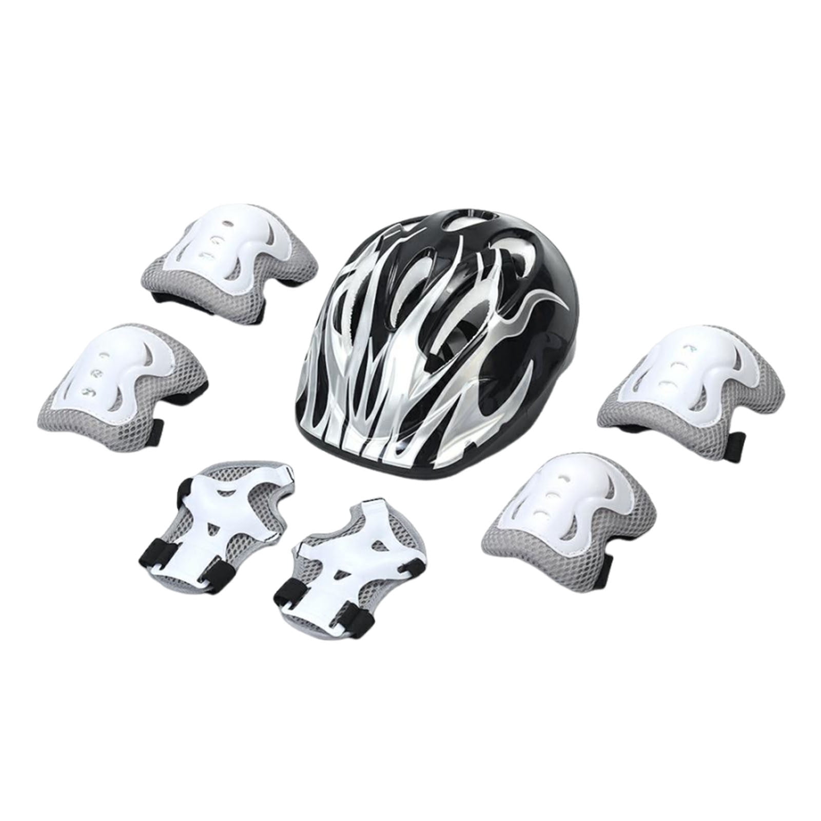 Moocorvic 7Pcs Kids Bike Helmet Set Toddler Helmets 2-4 Years, Helmet for Kids 3-5 Skateboard Knee Pads Adjustable Wrist Guards Bike Helmets for Sport(White)