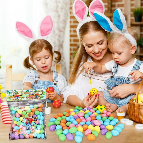 Moocorvic 80Pcs Easter Eggs Mini Colorful Foam Artificial Bird Eggs Decoration for Craft DIY Easter Spring Party Basket Stuffers Home Table Decor