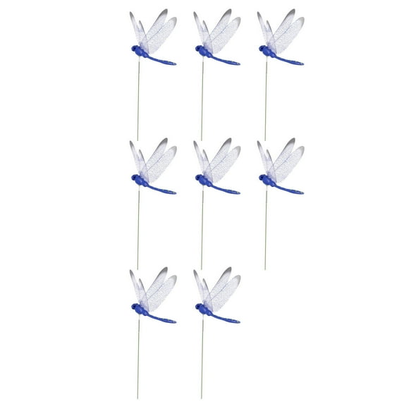 Moocorvic 8Pcs Garden Stakes, Artificial Plastic Dragonflies Garden Pole for Indoor Outdoor Yard Patio 10inch (Blue)