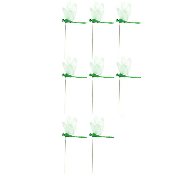 Moocorvic 8Pcs Garden Stakes, Artificial Plastic Dragonflies Garden Pole for Indoor Outdoor Yard Patio 11inch (Green)