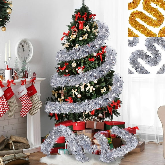 Moocorvic 9.84 FT Christmas Tinsel Garland for Xmas Tree Decorations, Wedding Birthday Indoor Outdoor Party Supplies,White