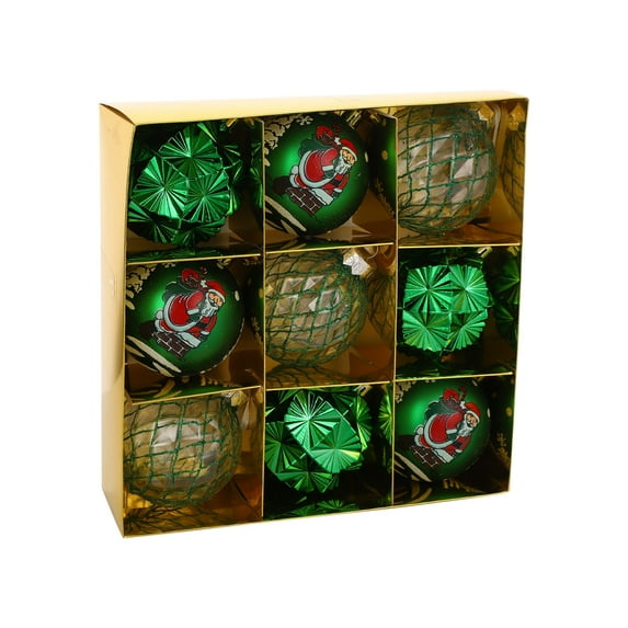 Moocorvic 9PCS Green Christmas Balls Ornaments Set, Christmas Tree Hanging Decoration for Holiday Birthday Wedding Xmas Party Decor, 80mm/3.12''