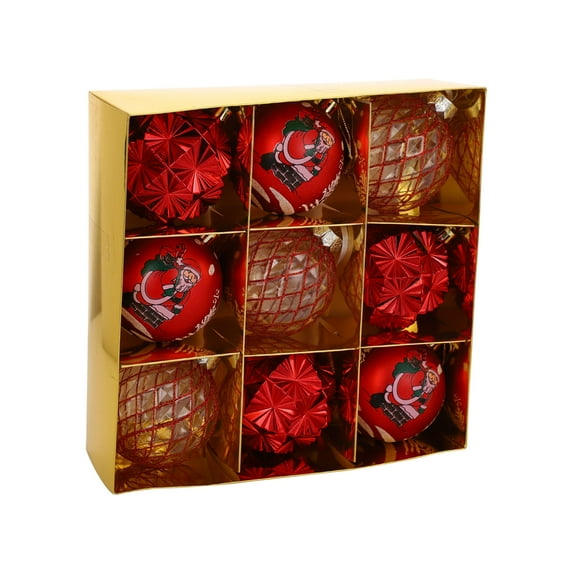 Moocorvic 9PCS Red Christmas Balls Ornaments Set, Christmas Tree Hanging Decoration for Holiday Birthday Wedding Xmas Party Decor, 80mm/3.12''