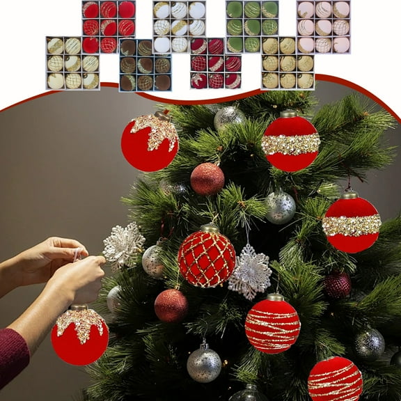 Moocorvic 9PCS Red Velvet Christmas Balls Ornaments Set, Christmas Tree Hanging Decoration for Holiday Birthday Wedding Xmas Party Decor, 80mm/3.12''