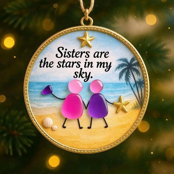 Moocorvic Sea Glass Christmas Friend Ornaments, Xmas Holiday Tree Hanging Decorations for Friends/Her/Women