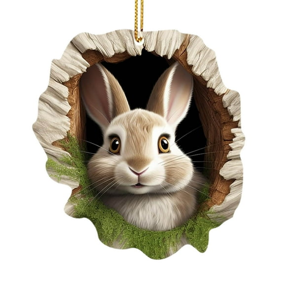 Moocorvic Acrylic Easter Hanging Decoration Easter Bunny Tree Hole Pendant Easter Basket Stuffers(Rabbit)
