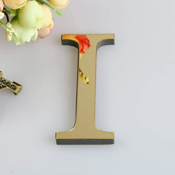 Moocorvic Acrylic Mirror 26 Letters 3D Wall Sticker Wall Art Decals Decor Self Adhesive Removable Eco-Friendly for Home Kitchen Bedroom Living Room Bathroom Decoration Gold,
