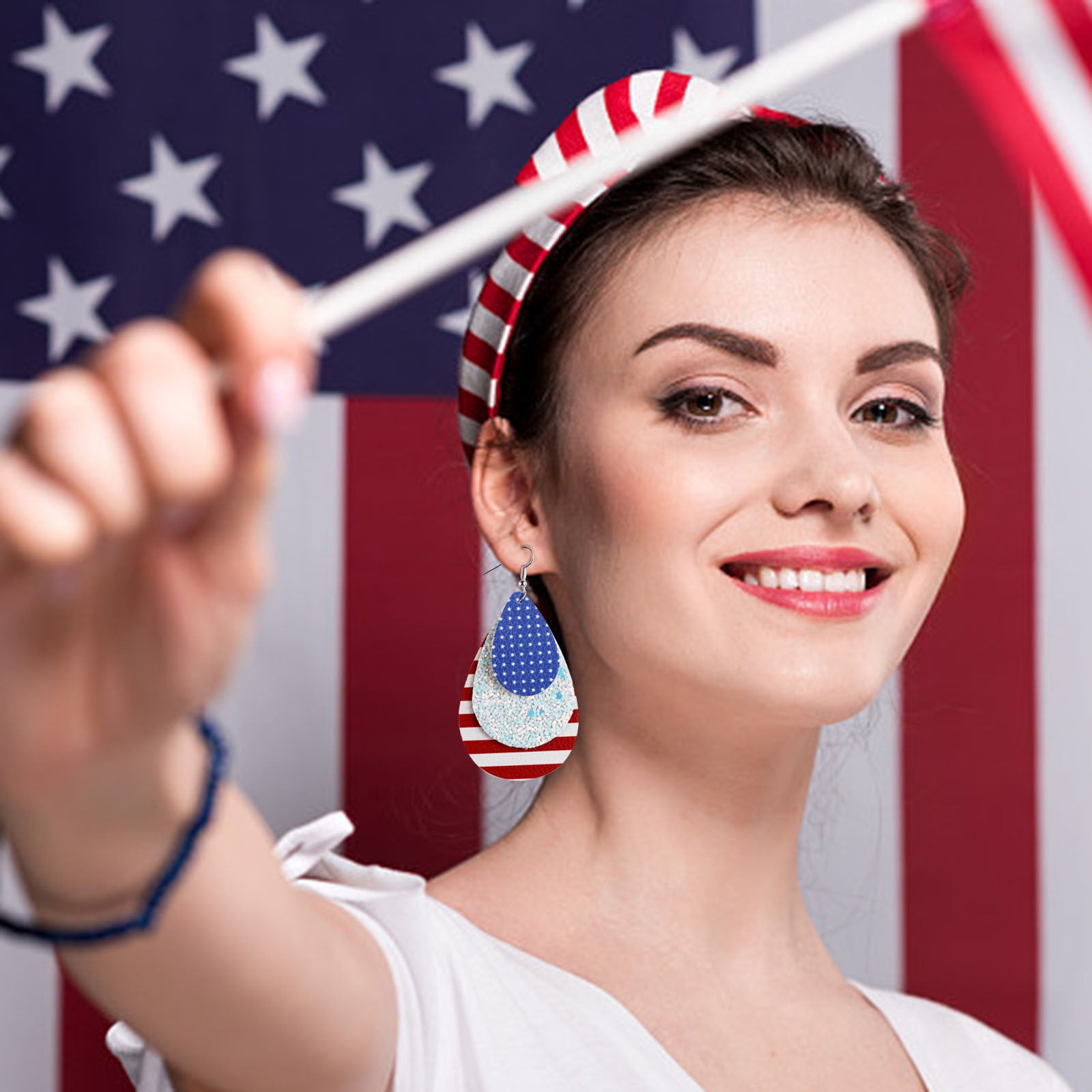 Patriotic leather earrings discount