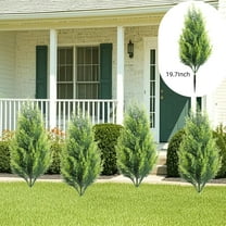 Moocorvic Artificial Cedar Topiary Trees with Ground Spike, UV Resistant Fake Plants Bushes for Outdoor Indoor Yard Porch Christmas Decor 19.7 Inch