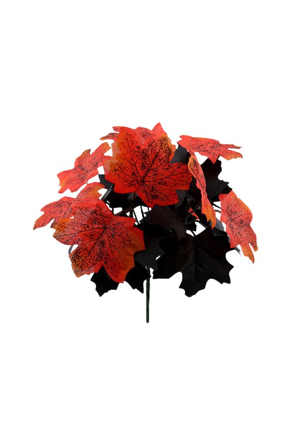 Artificial Fall Flowers for Outdoors, Black Silk Maple Leaf Shrubs Plants for Indoor Outdoor Home Kitchen Living Room Dining Table Centerpieces Decorations