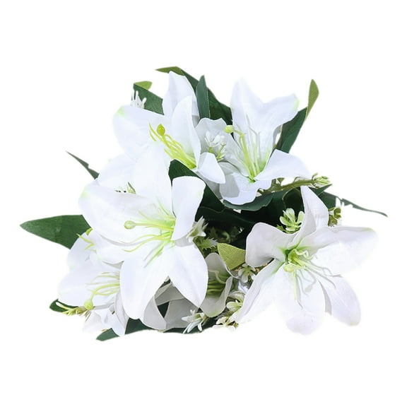 Moocorvic Artificial Flowers for Outdoors Lily Flowers Silk Plants for Home Decor Indoor Home Kitchen Office Table Centerpieces Arrangements Christmas Decor