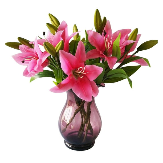 Moocorvic Artificial Flowers for Outdoors Lily Flowers Silk Plants for Home Decor Indoor Home Kitchen Office Table Centerpieces Arrangements Christmas Decor