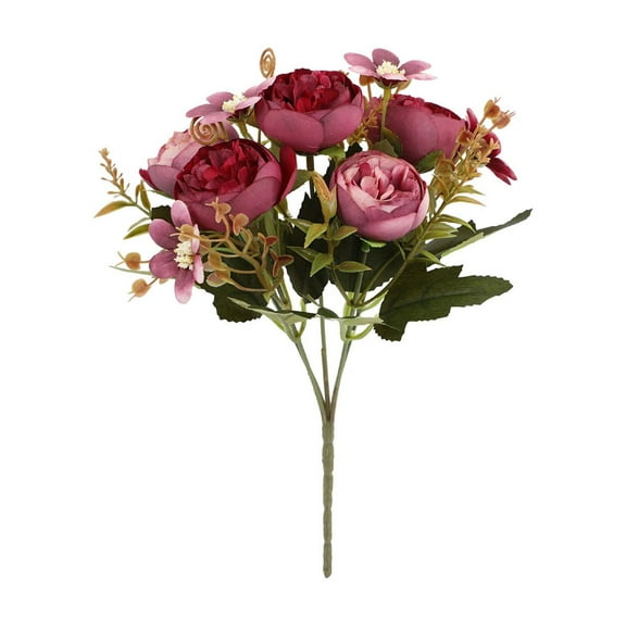 Moocorvic Artificial Peonies Flowers in Vase, Faux Silk Flowers 4 Bundles Florals Arrangements for Farmhouse Wedding Table Centerpiece(Wine)