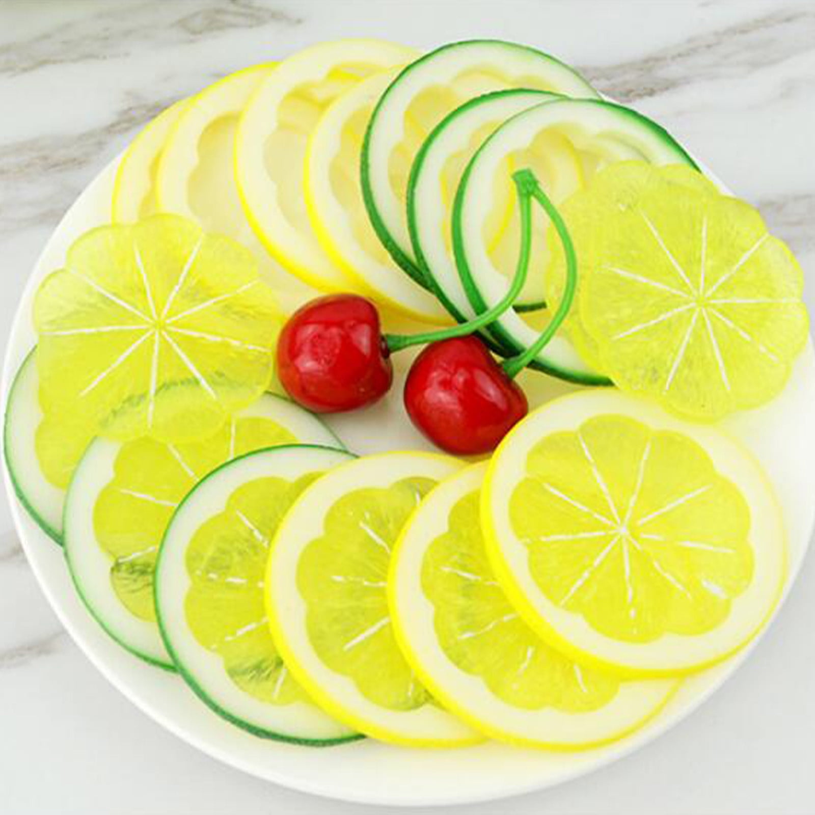 Moocorvic Artificial Plastic Lemon Slice, Realistic Lemon Fake Fruit ...
