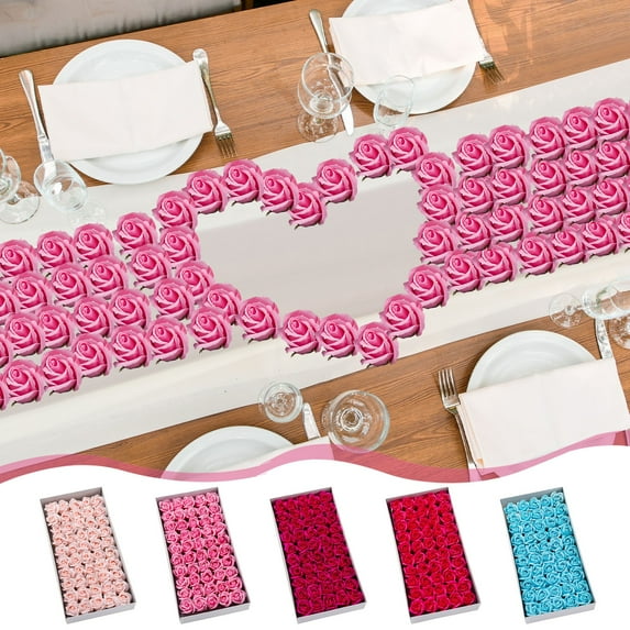 Moocorvic Artificial Rose Flower Heads, 50Pcs Fake Foam Rose Heads for DIY Wedding Bouquets Centerpieces Arrangements Party Baby Shower Valentine's Day