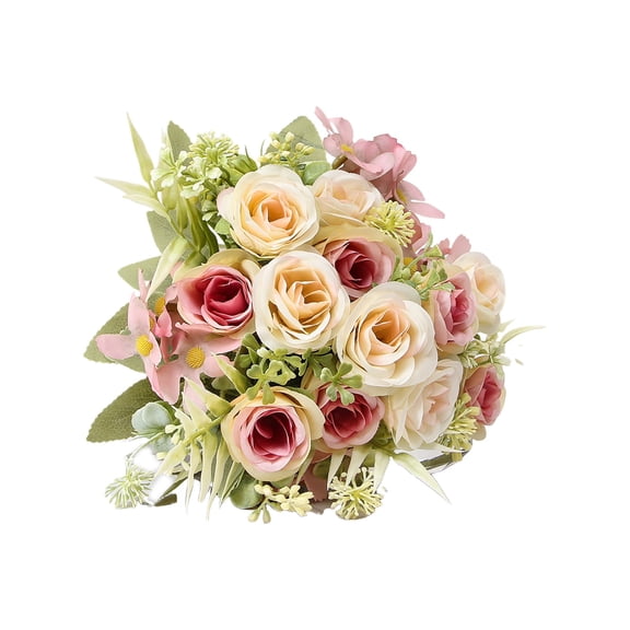 Moocorvic Artificial Rose Flowers Bouquets, Silk Bridal Wedding Faux Floral Arrangements Dining Table Centerpieces Party Decor 12 Inch